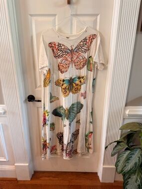 Magnolia Pearl Butterfly Print Midi Dress - Cream with Multicolor Butterflies